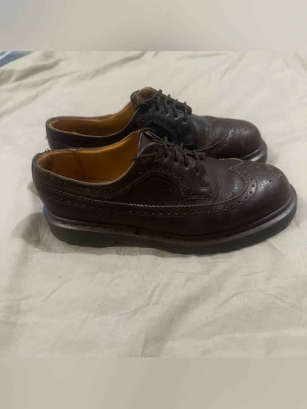 Vintage Dr Martens 3989 Shoes Mens 9 UK 8 Y2k Brown Wingtip Made In England 90s